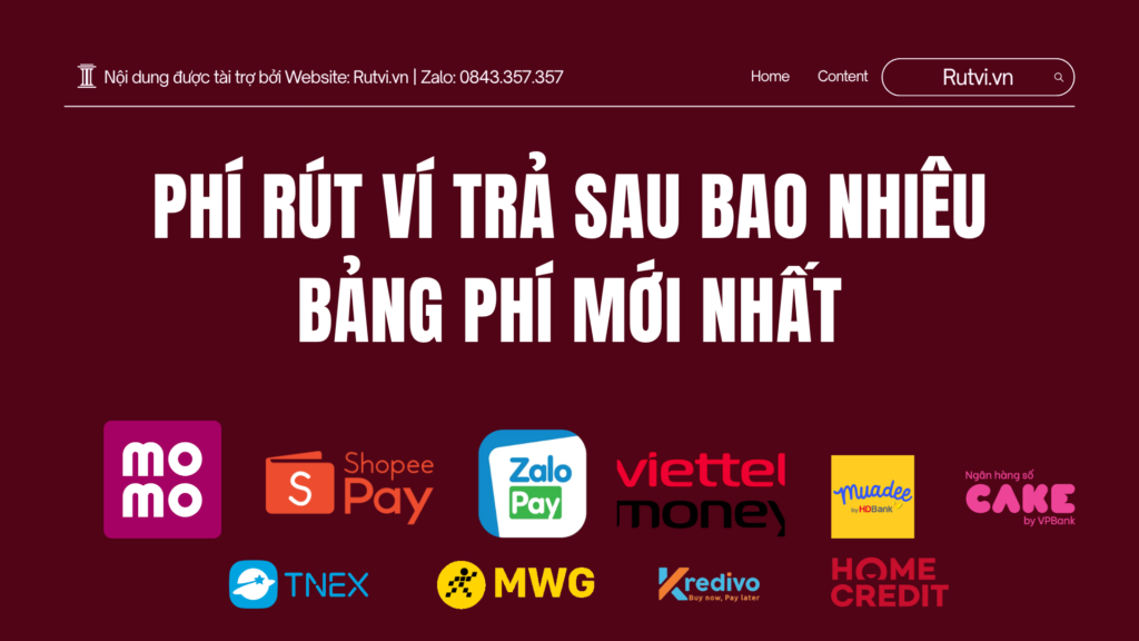 Cập nhật bảng phí rút ví trả sau MoMo, Kredivo, ZaloPay mới nhất. Xem ngay mức chi phí dịch vụ quy đổi hạn mức an toàn, bảo mật tại Rutvi.vn.