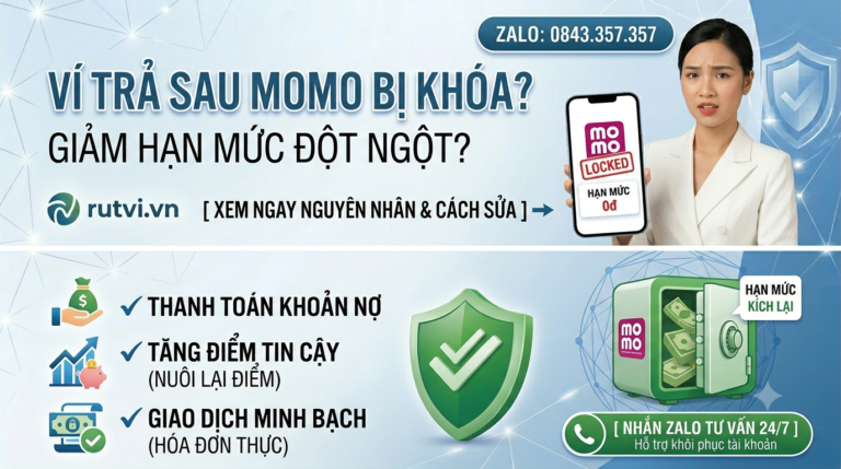 Tài khoản ví trả sau MoMo bị khóa hoặc giảm hạn mức đột ngột? Tìm hiểu ngay 4 nguyên nhân cốt lõi và cách khắc phục từ chuyên gia tài chính tại Rutvi.vn